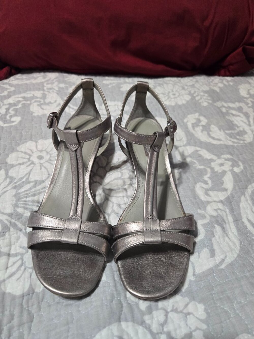 Ecco Women's Silver Wedge Sandals Size EU39